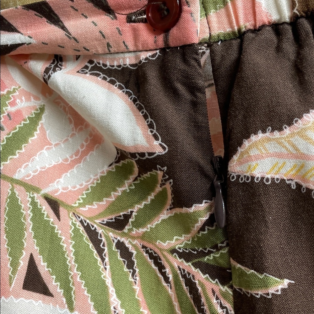 Napa Valley Cottage Core Bohemian Print Maxi Skirt - Green and Brown - Picture 5 of 7